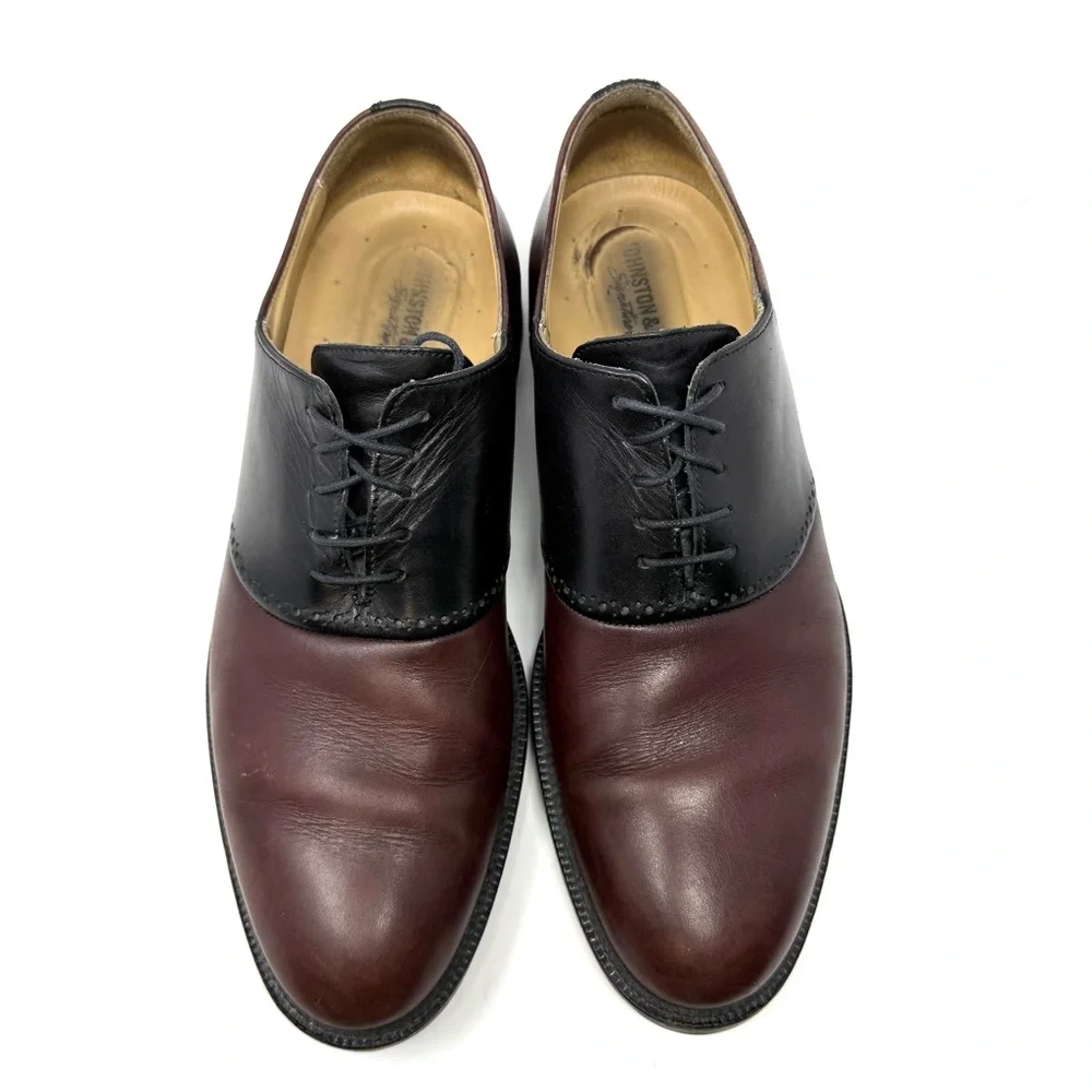 Johnston & Murphy Conrad Saddle‎ Dress Oxfords Shoes Brown Black 8.5 M Leather